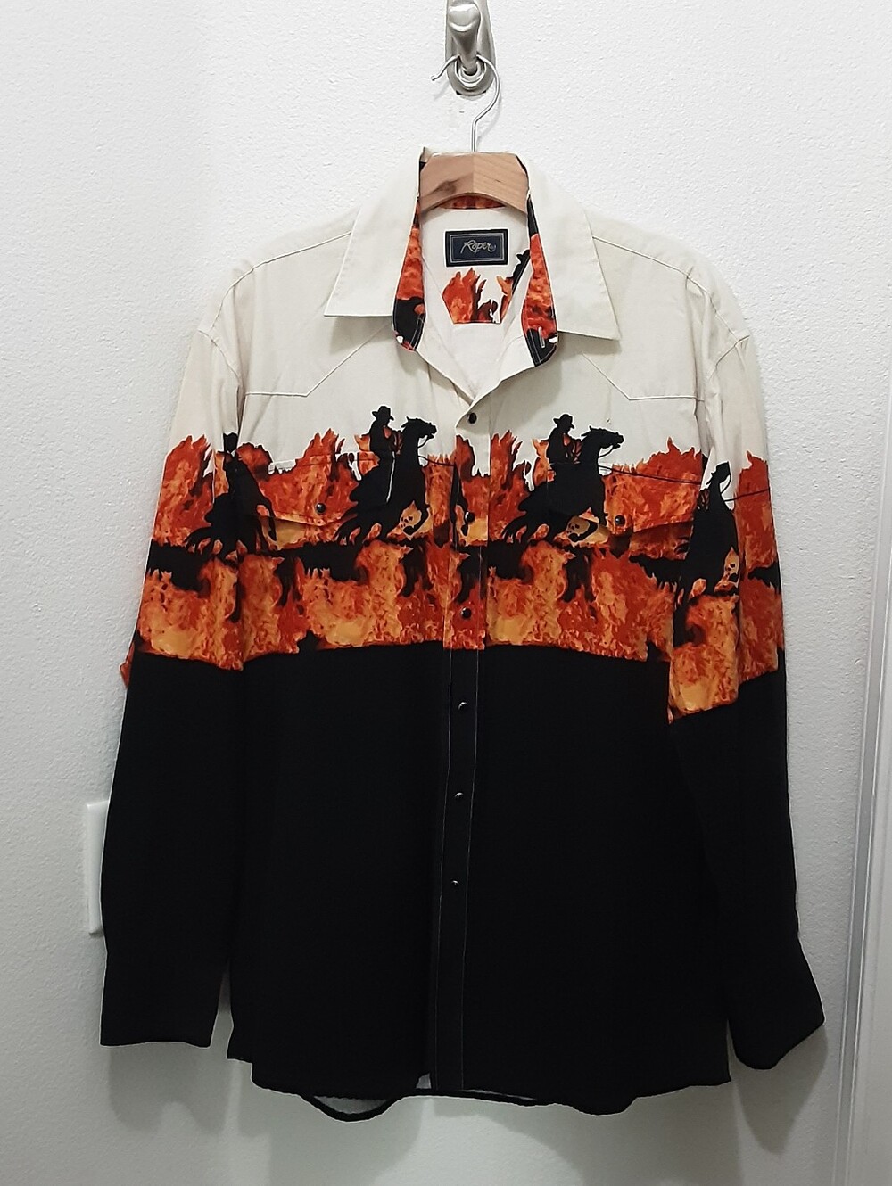 Roper Wester Cowboy Flames Snap Shirt FAIR